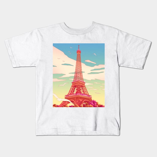 Eiffel Tower Kids T-Shirt by Camila Illustration